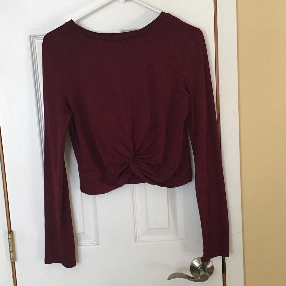 Gaze Burgundy Twist Front Blouse